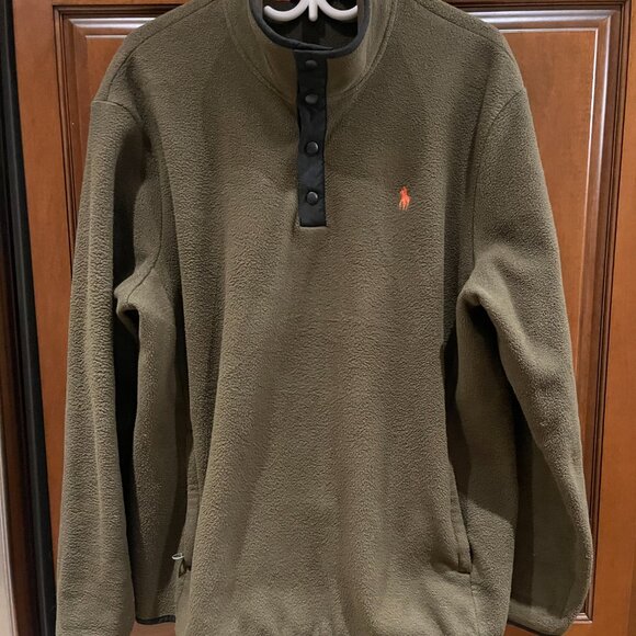 Ralph Lauren Fleece Mockneck Pullover Olive Army Green YSL Laurent Gucci RRL L - Picture 4 of 8